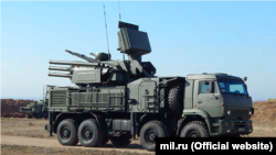 Российский ЗРПК «Панцирь-С1» на военных учениях в Крыму, июль 2021 года