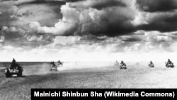 Танковая атака японцев перед рекой Халхин-Гол. Июль 1939 года